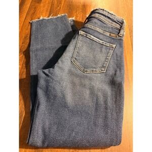 KanCan High Rise Straight Leg Raw Hem Distressed Jeans Blue Size 26 Style 126100